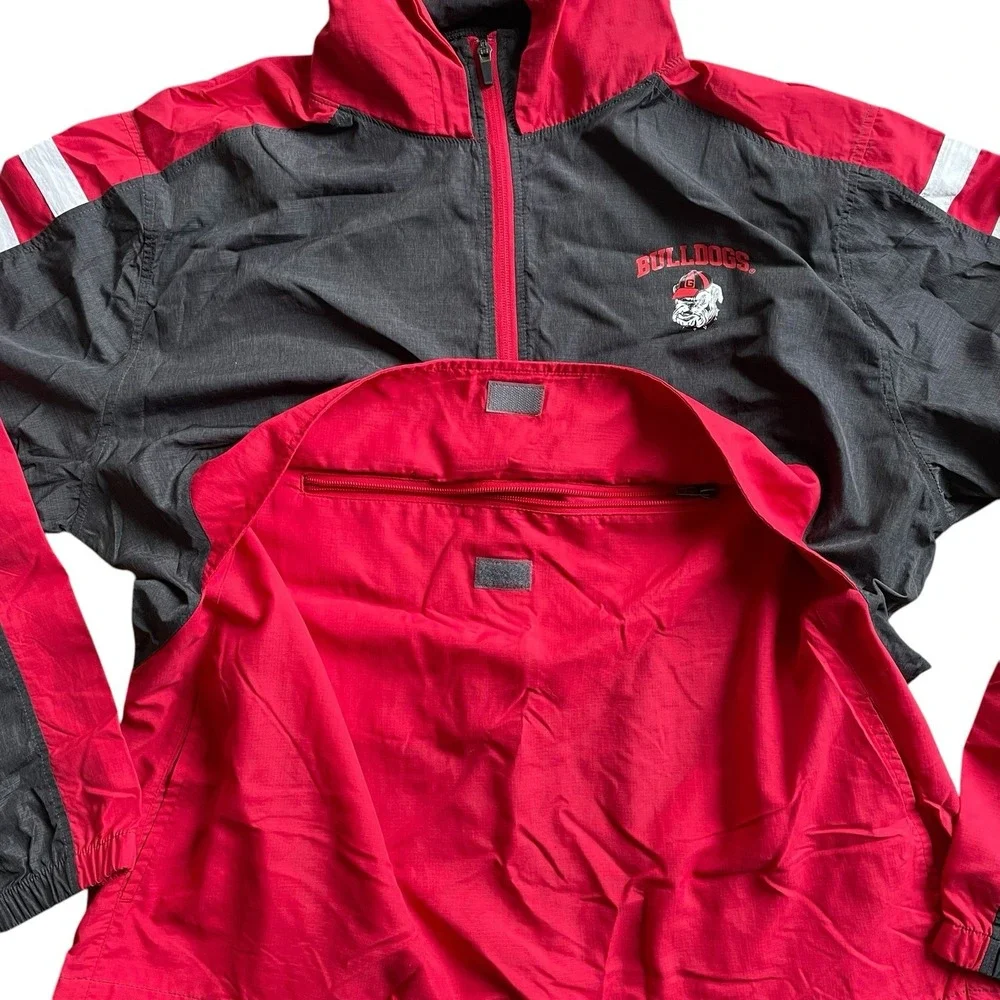Georgia Bulldogs Windbreaker‎ Jacket Mens Large College NCAA Football Hooded Red